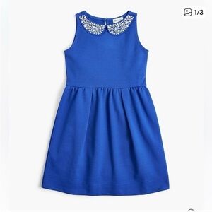 J. Crew Crewcuts Ponte Knit Sleeveless Dress With Jewel Collar, Cobalt Blue, 6